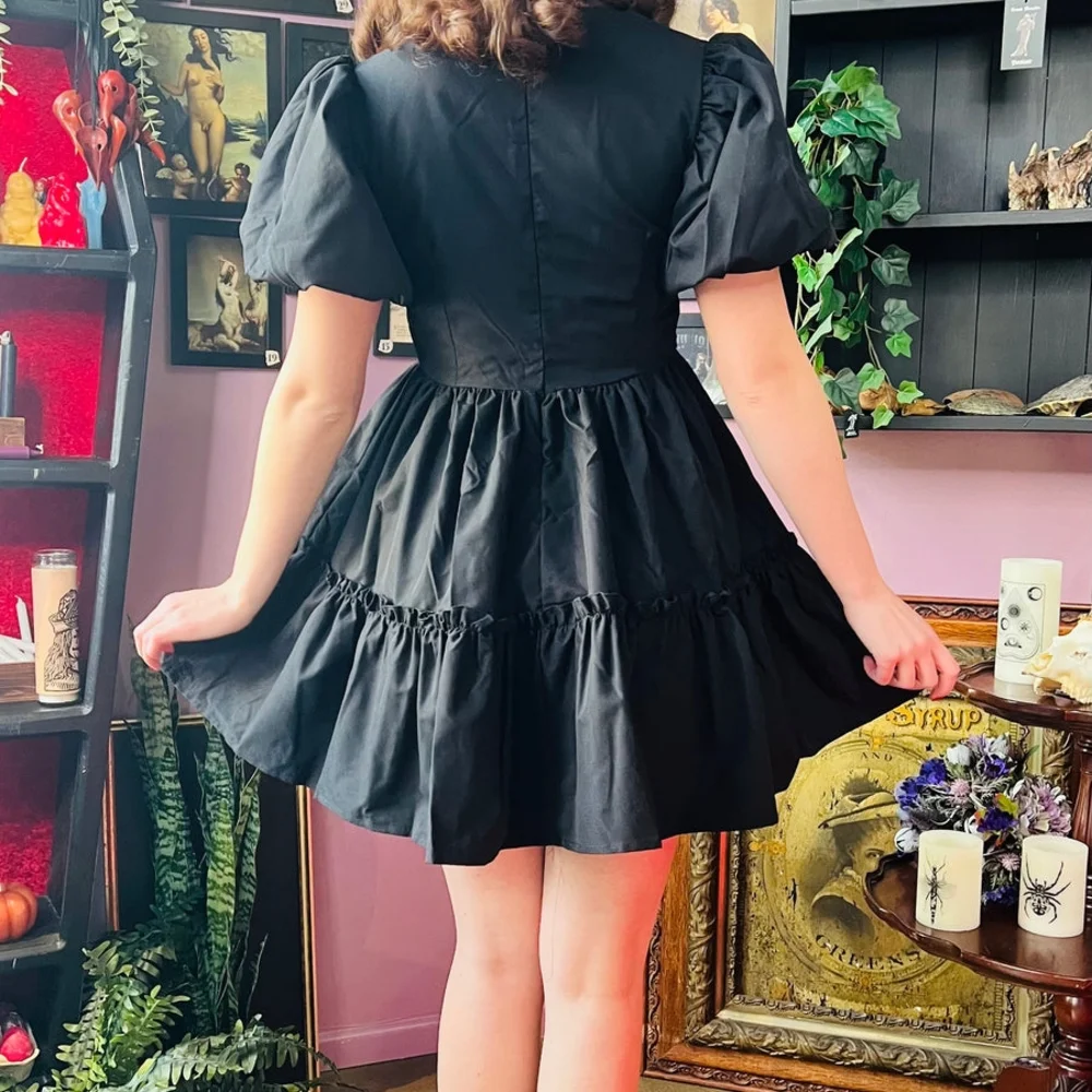 Austen - Cottage Core Bubble Party Dress with Cut Out Neckline - Picture 4 of 8